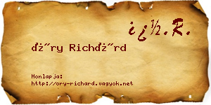 Őry Richárd névjegykártya